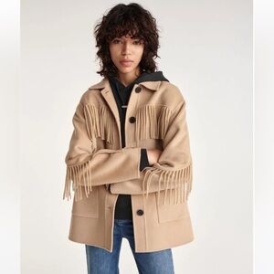 Camel Wool Jacket with Western Fringing